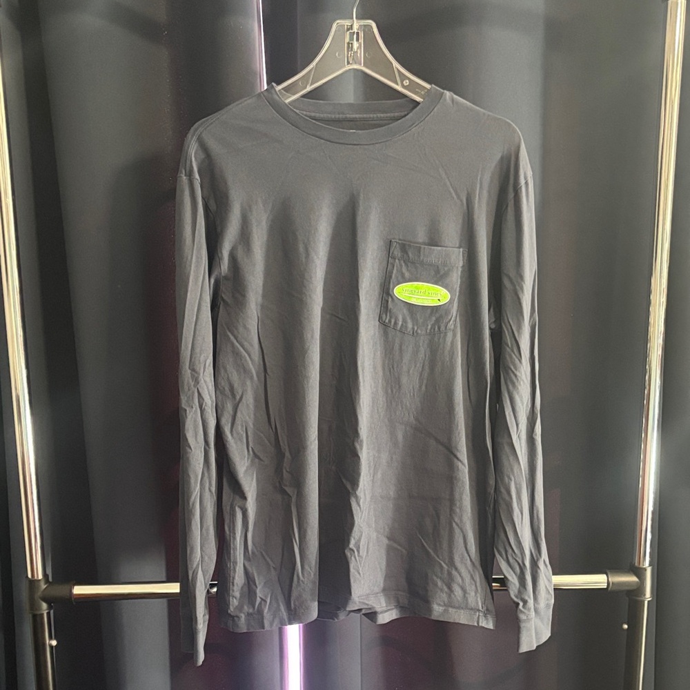 Vineyard Vines Charcoal Long Sleeve Tee with Pocket